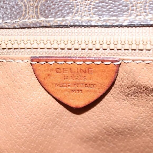 CELINE Macadam Canvas Circle Shoulder Bag PVC Leather Brown Gold Auth - Picture 13 of 16